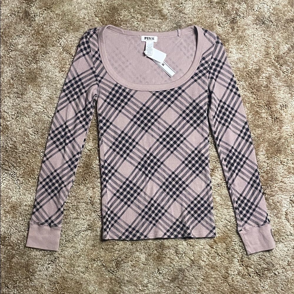 PINK Victoria’s Secret New with Tags Plaid Long Sleeve Y2K Fitted Style‎ Shirt